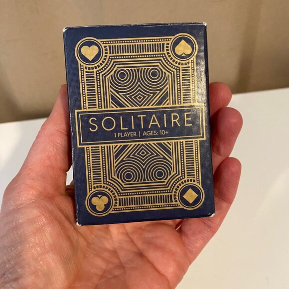 Solitaire Card Deck Blue Gold Foil Design by Buffalo Games 1 Player - Picture 2 of 5